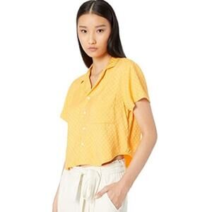 Onia Celeste Button Up Cropped Orange Polka Dot Top Size S